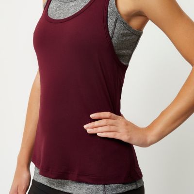 RI Active burgundy double layer gym vest